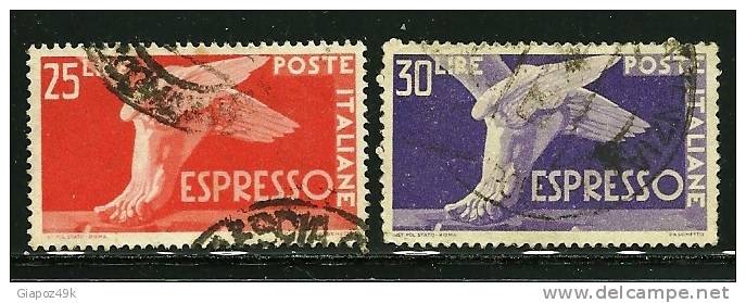 ● ITALIA 1945 / 52 - ESPRESSI - Democr. N. 28 / 29 Usati Fil. NS  - Cat. ? €  - Lotto N. 5725 - Eilpost/Rohrpost