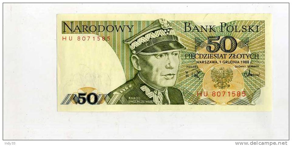 - POLOGNE  . BILLET .  50 ZL.  1988 - Pologne