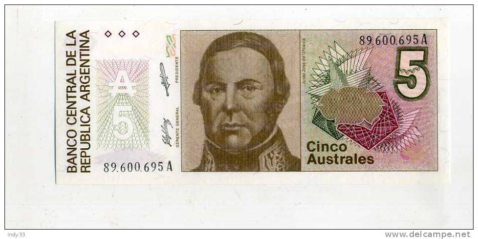 - ARGENTINE  . BILLET .  5 A. - Argentine