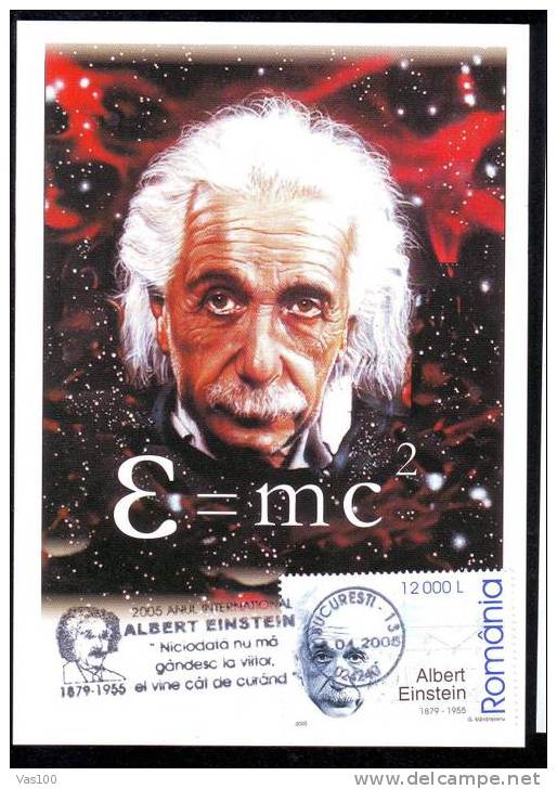 PHISIC, ATOM,MAXICARD, NOBEL PRIZE ALBERT EINSTEIN 2005 CANCELL BUCURESTI - Albert Einstein