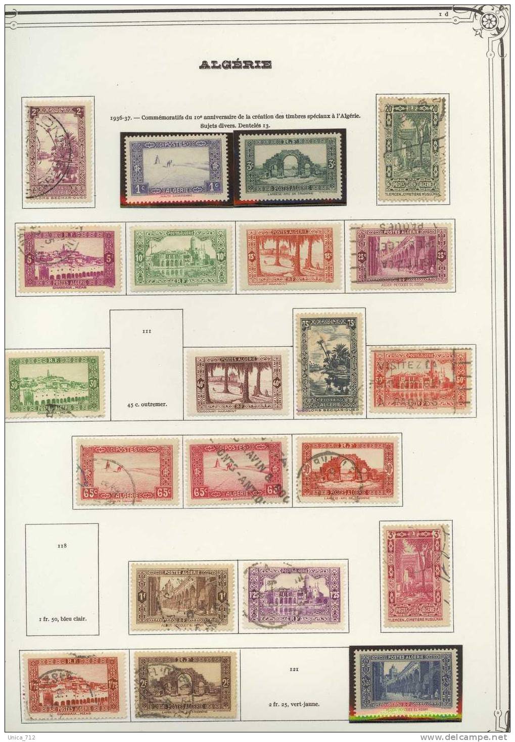 Algérie - Collection en album de 1924  à 1958 (n°353)  Période coloniale  Cotation 580€