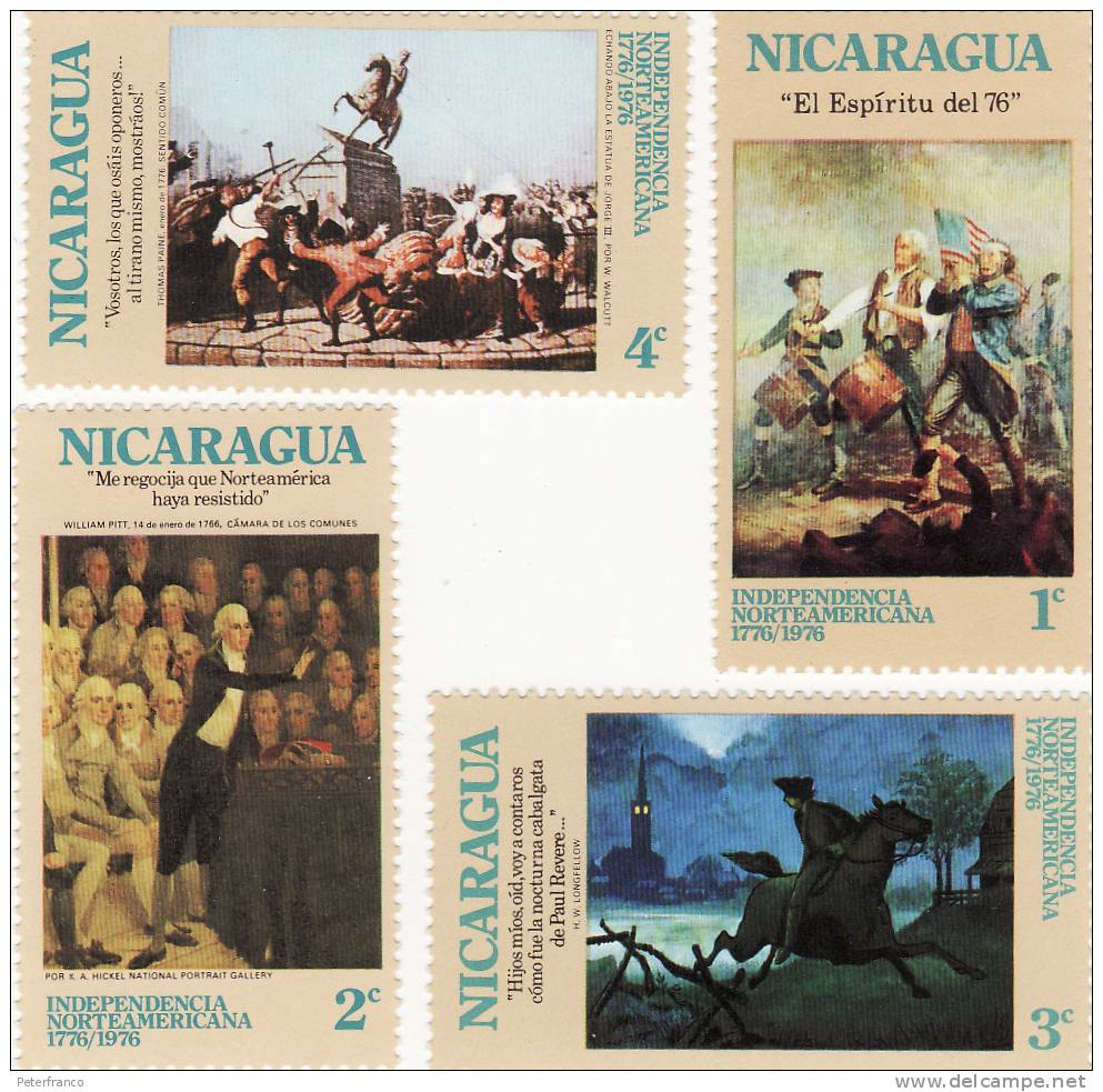 Nicaragua - Bicentenario Indipendenza Degli Stati Uniti - Us Independence