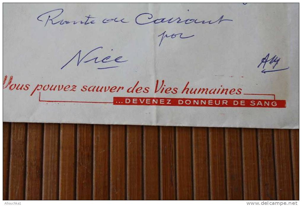 1957 LETTRE MAROC:CASABLANCA PROTECTORAT FRANCAIS OMEC FLAMME P/NICE 06 MARCOPHILIE PAR AVION AIR MAIL DONNEURS DE SANG - Covers & Documents