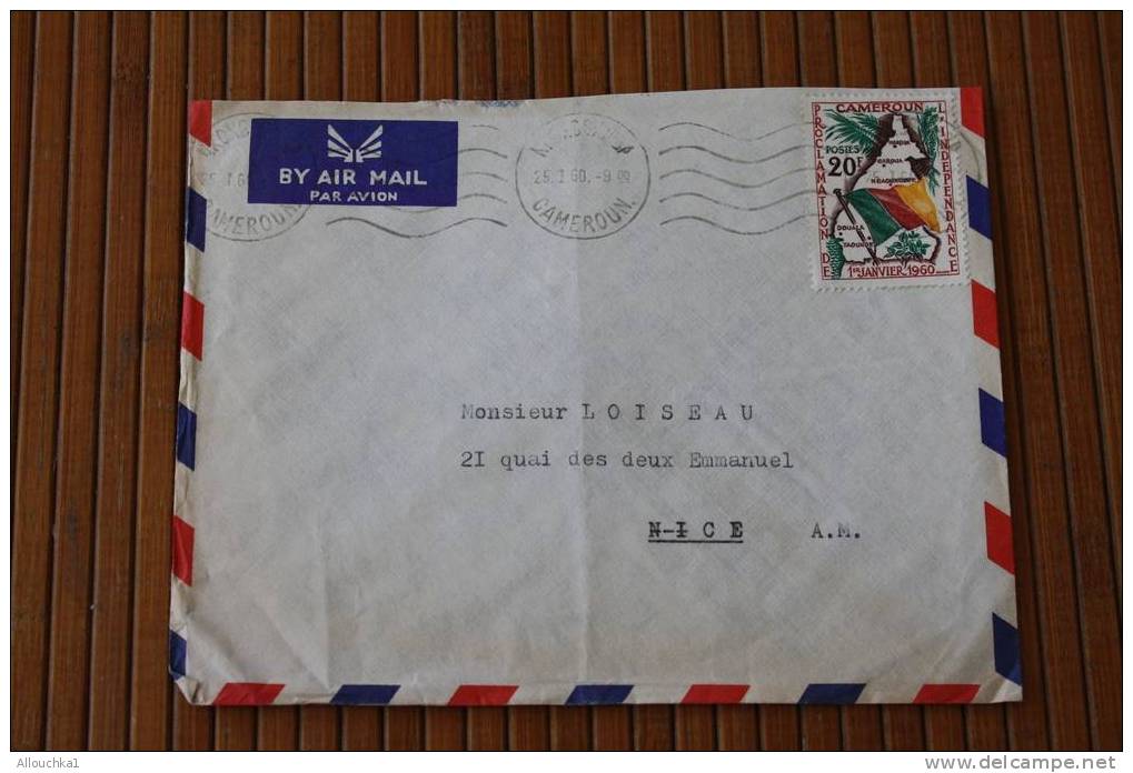 1960  N'KONSAMBA  CAMEROUN EX COLONIE FRANCAISE OMEC FLAMME P/ NICE 06 MARCOPHILIE P/ AVION AIR MAIL- SEUL S/ LETTRE - Storia Postale