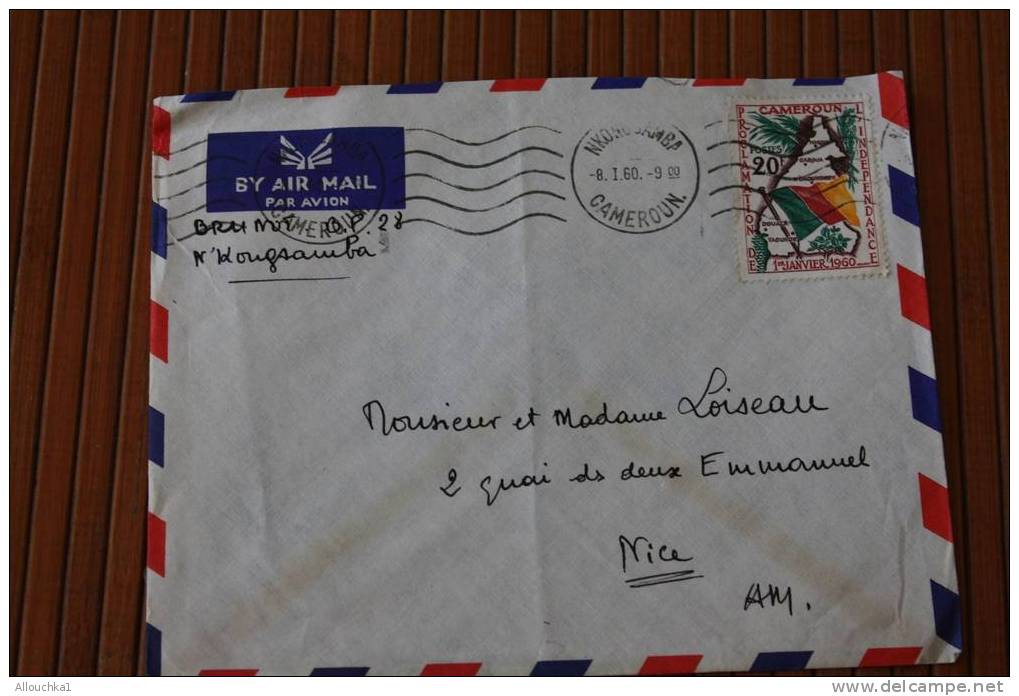 1960  N'KONSAMBA  CAMEROUN EX COLONIE FRANCAISE OMEC FLAMME P/ NICE 06 MARCOPHILIE P/ AVION AIR MAIL- SEUL S/ LETTRE - Cartas & Documentos