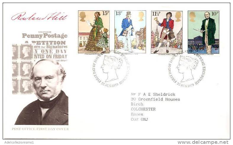 44671)lettera F.d.c. Serie R. Hill Con 4 Valori + Annullo - 1971-1980 Decimal Issues