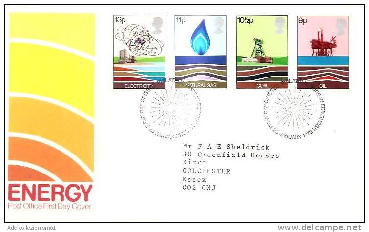 44676)lettera F.d.c. Serie Energy Con 4 Valori + Annullo - 1971-1980 Decimal Issues