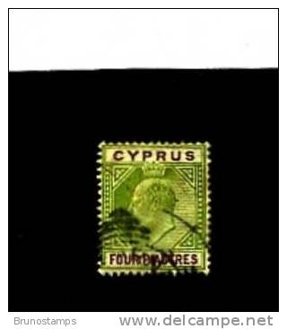 CYPRUS - 1904   4 PIASTRES   WMK  MULTI  CA   FINE USED - Chypre (...-1960)