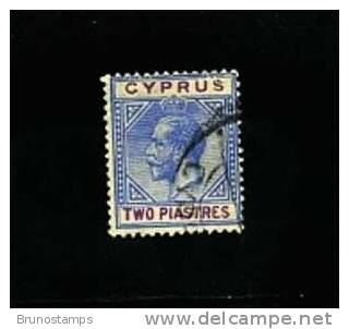 CYPRUS - 1921   GEORGE V   2  PIASTRES  BLUE LILAC  FINE USED - Chypre (...-1960)