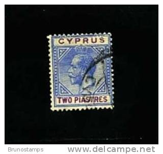 CYPRUS - 1921   GEORGE V   2  PIASTRES  BLUE LILAC  FINE USED - Cyprus (...-1960)