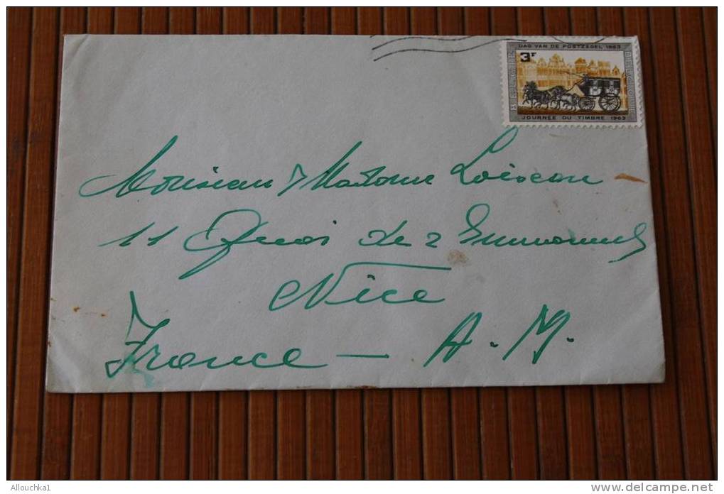 1963 BELGIQUE  LETTRE  OMEC: P/ NICE 06 MARCOPHILIE JOURNEE DU  TIMBRE  DAG VAN DE POSTZEGEL - Cartas & Documentos