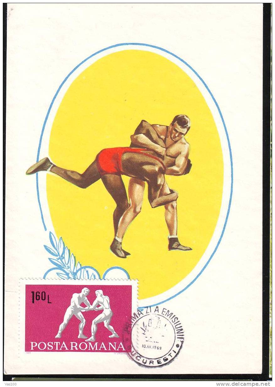 Romania 1969 MAXICARD MAXIMUM CARD FDC, Lutte Greco-Romane Et Libere Championnats Individuel Very Rare . - Lutte