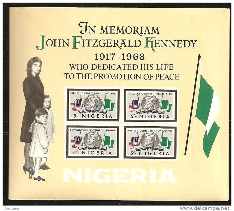 Nigeria1964: JFK  Michel Block3mnh** - Kennedy (John F.)