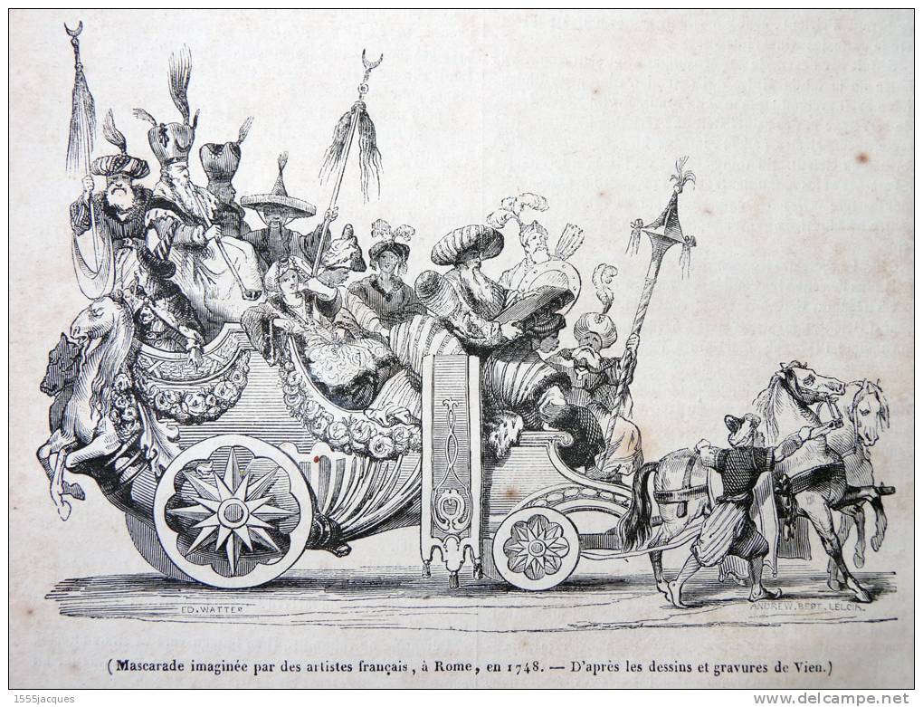 LE MAGASIN PITTORESQUE - FÉVR. 1842 - N°7 : ENFANTS EDOUARD HILDEBRANDT - LA COMELLE - COLONEL COMBES - MASCARADE ROME - - 1800 - 1849