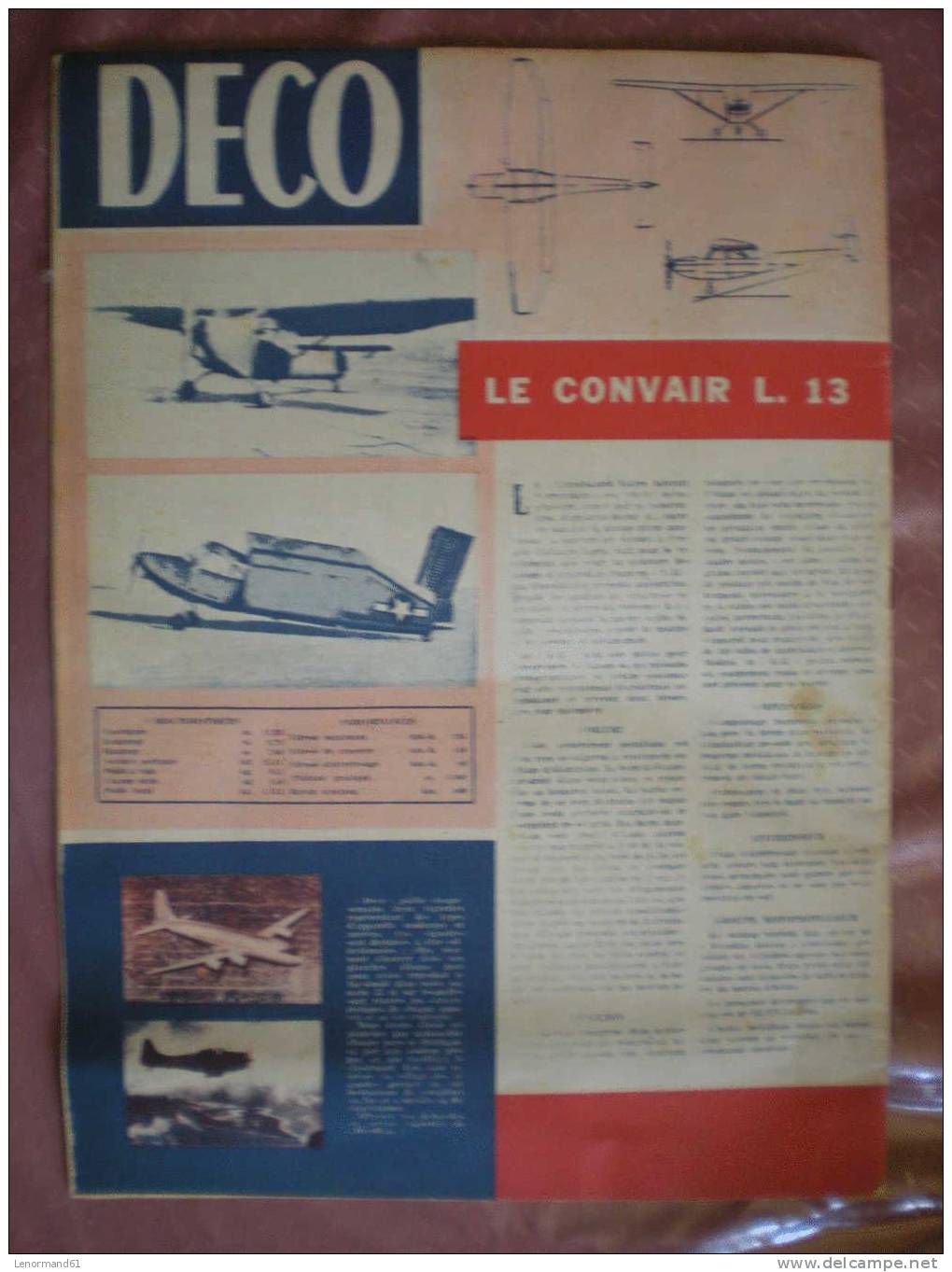 AVIATION REVUE DECOLLAGE 22/05/ 1947 AVION BELLANCA CRUISAIR MARTINE CAROLL HAWKER FURY CHAMP'S CONVAIR L.13 - Avion