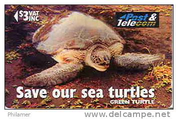 Fidji Fiji Telecarte Phonecard Tortue Turtle Loggerhead 5 $ Ut TBE - Fidji