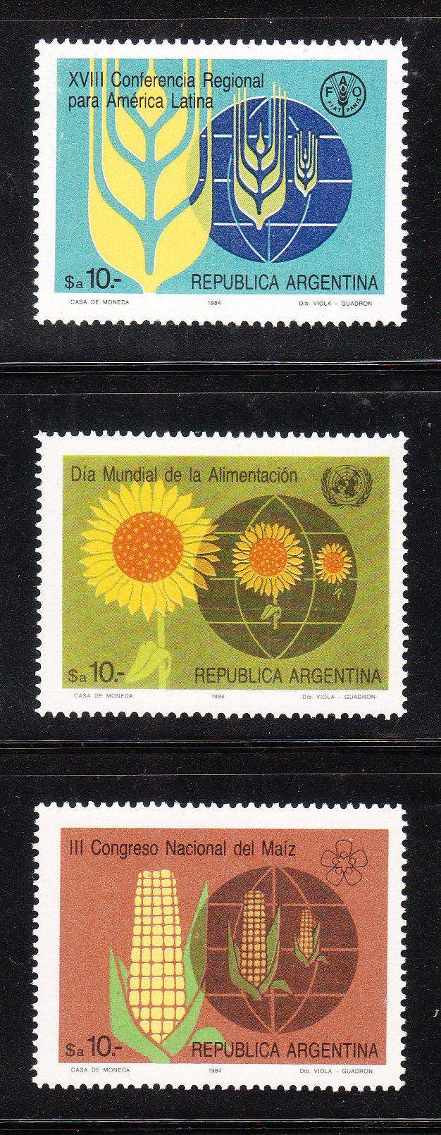 Argentina 1984 FAO Regional Conference Wheat Corn Sunflower MNH - Neufs