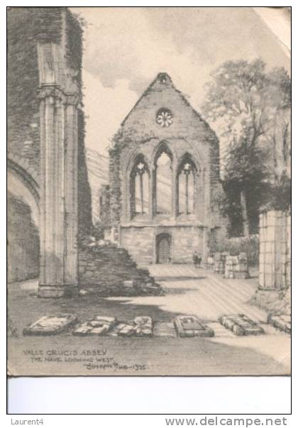 1 X Very Old Postcard Wales - Valle Crucis Abbey - Denbighshire