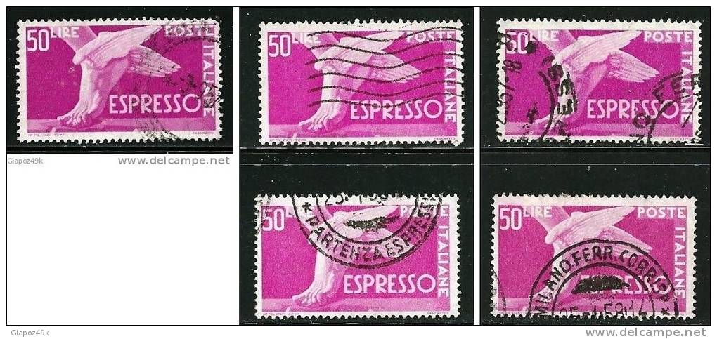● ITALIA 1955 / 56 - ESPRESSI - Democratica N. 33 Usato - Fil. STELLA 1 + 4 Fil. STELLA 2 - Cat. ? € - L. 5749 /50 - Poste Exprèsse/pneumatique