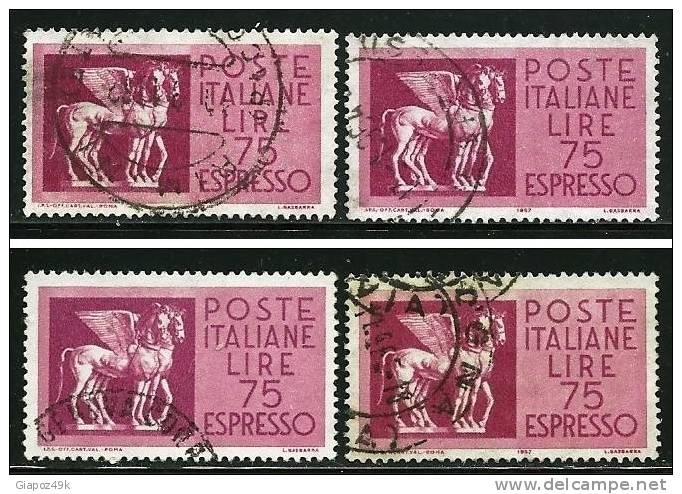 ● ITALIA 1958 / 66 - E - Cavalli Alati  N. 34 Usati - Fil. STELLA 4 - Cat. ? € - L. 5757 /58 - Poste Exprèsse/pneumatique