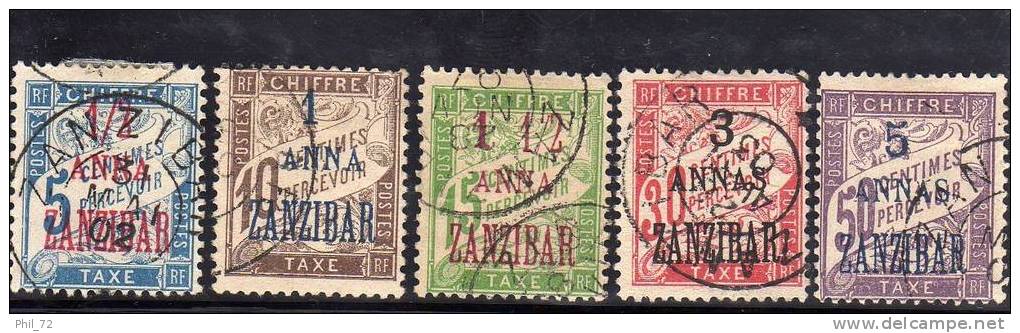 ZANZIBAR YT Taxe N°1 à 5 Oblitérés - Used Stamps