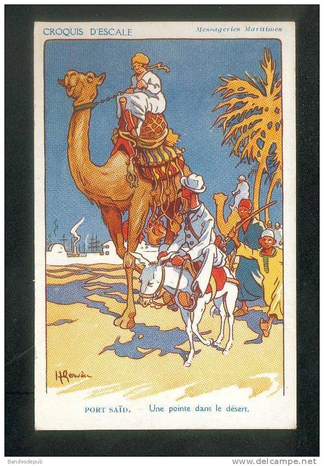 Illustrateur H. Gervèse - Croquis D´ Escale - Port Saïd  - Camel - CIE MESSAGERIES MARITIMES - Gervese, H.