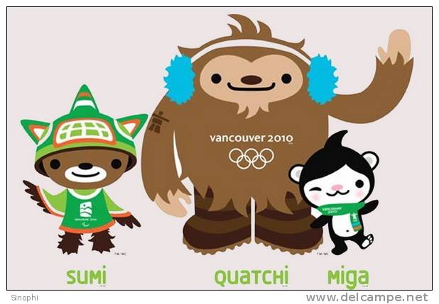 B11-052^^  Mascot  2010 Vancouver Winter Olympic Games  , ( Postal Stationery , Articles Postaux ) - Winter 2010: Vancouver