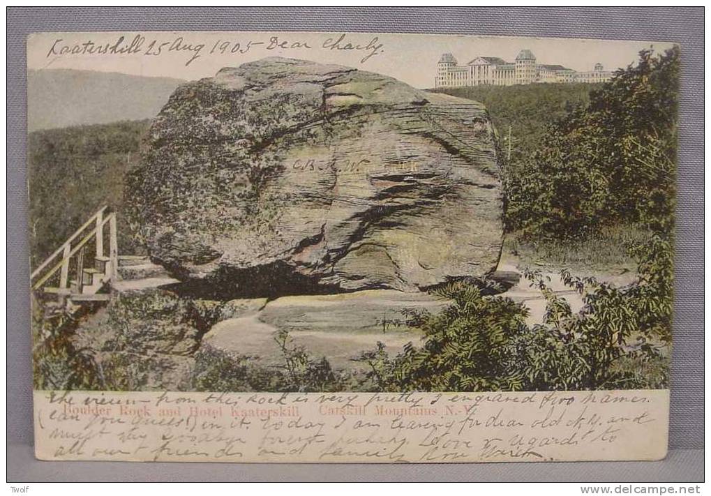 Catskill Mountains, N.Y. - Boulder Rock And Hotel Kaaterskill - No. 13 - Albert Hahn, 229 B'way, N.Y. Printed In Germany - Catskills