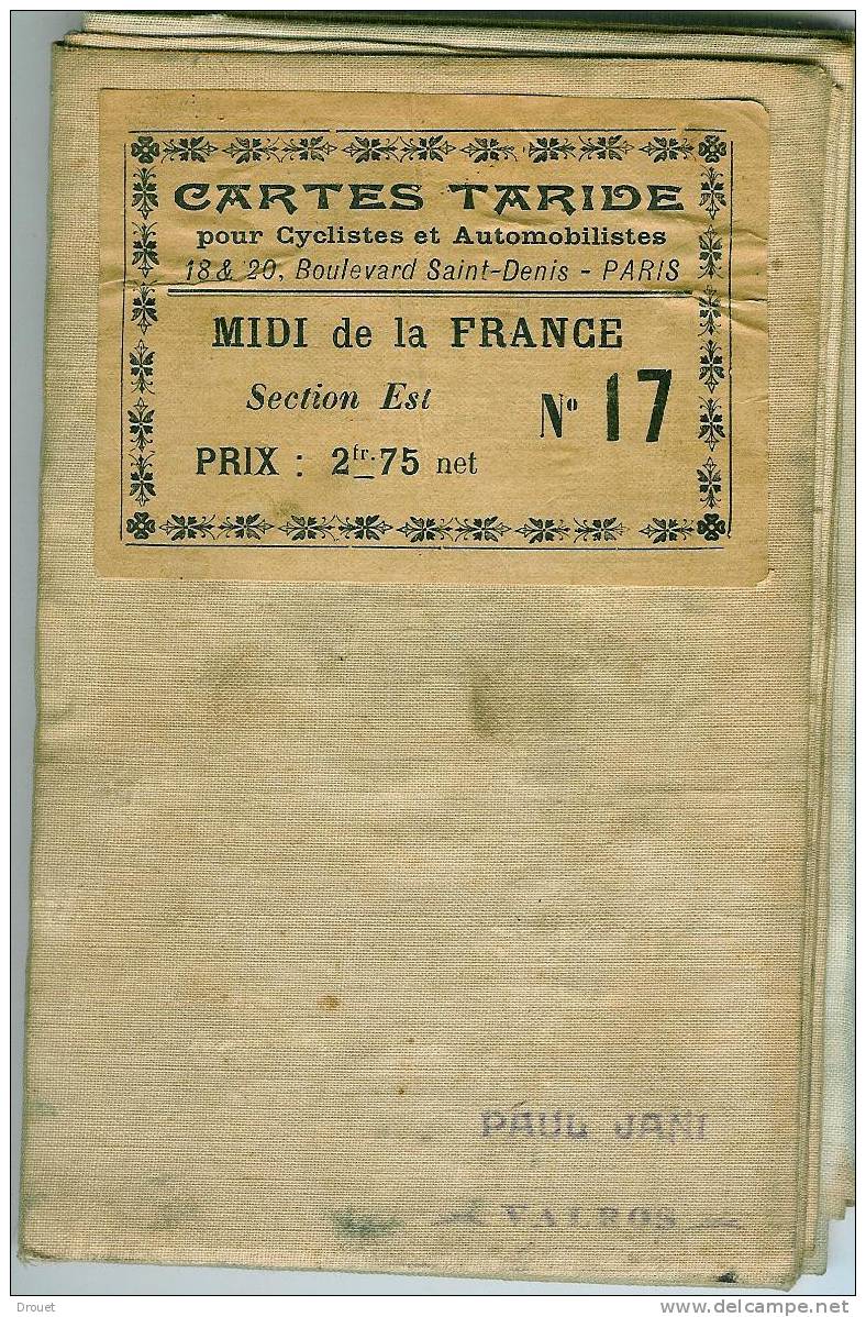 CARTE ENTOILEE TARIDE - CARTE ROUTIERE POUR CYCLISTES & AUTOS DU SUD DE LA FRANCE - SECTION EST - Topographische Karten