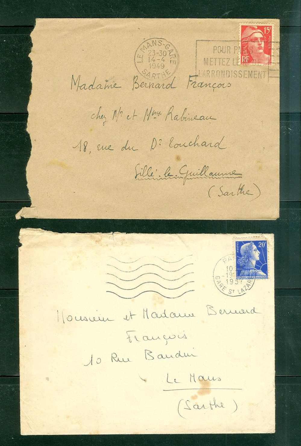 Lot De 10 Lettres ( Tous Scanné ) Affranchies Par Type Gandon Et Divers  - AD84 - 1945-54 Marianne Of Gandon