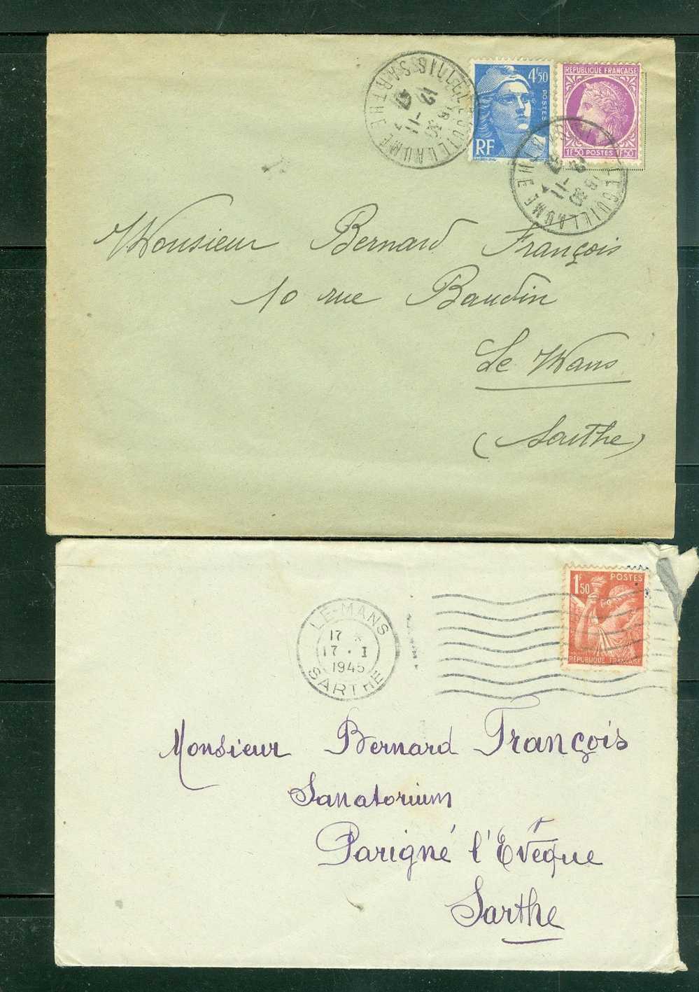 Lot De 10 Lettres (tous Scanné )affranchies Par Gandon  Et Diverrs - Ad85 - 1945-54 Marianne De Gandon