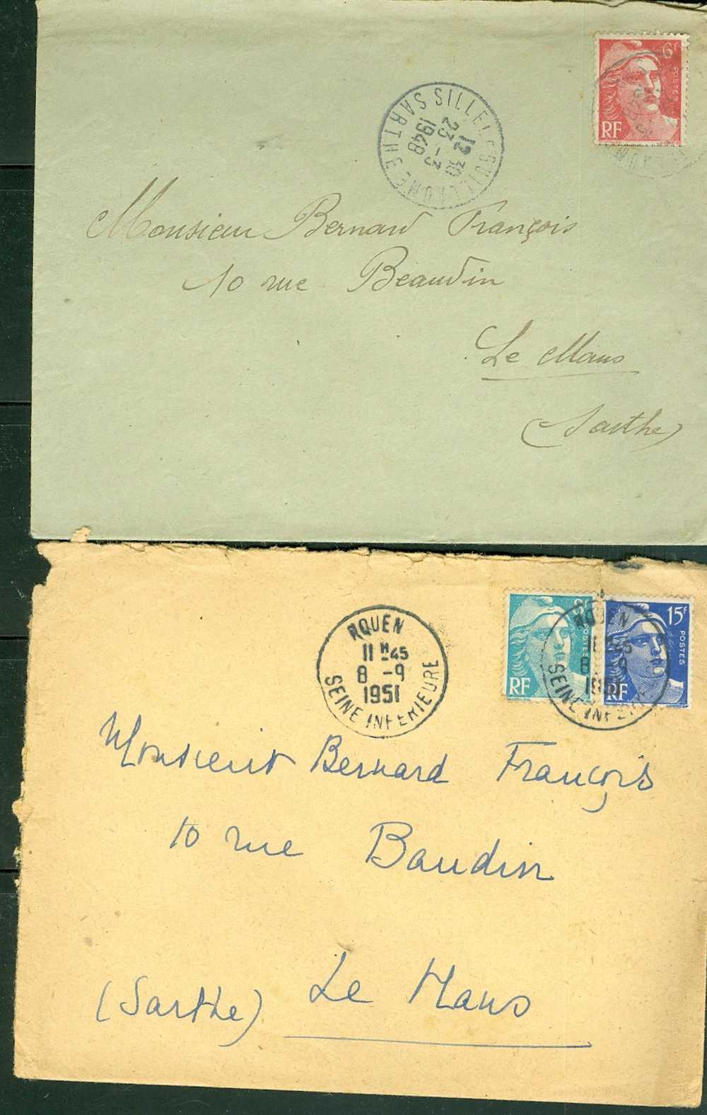 Lot De 10 Lettres (tous Scanné )affranchies Par Gandon  Et Diverrs - Ad85 - 1945-54 Marianne (Gandon)