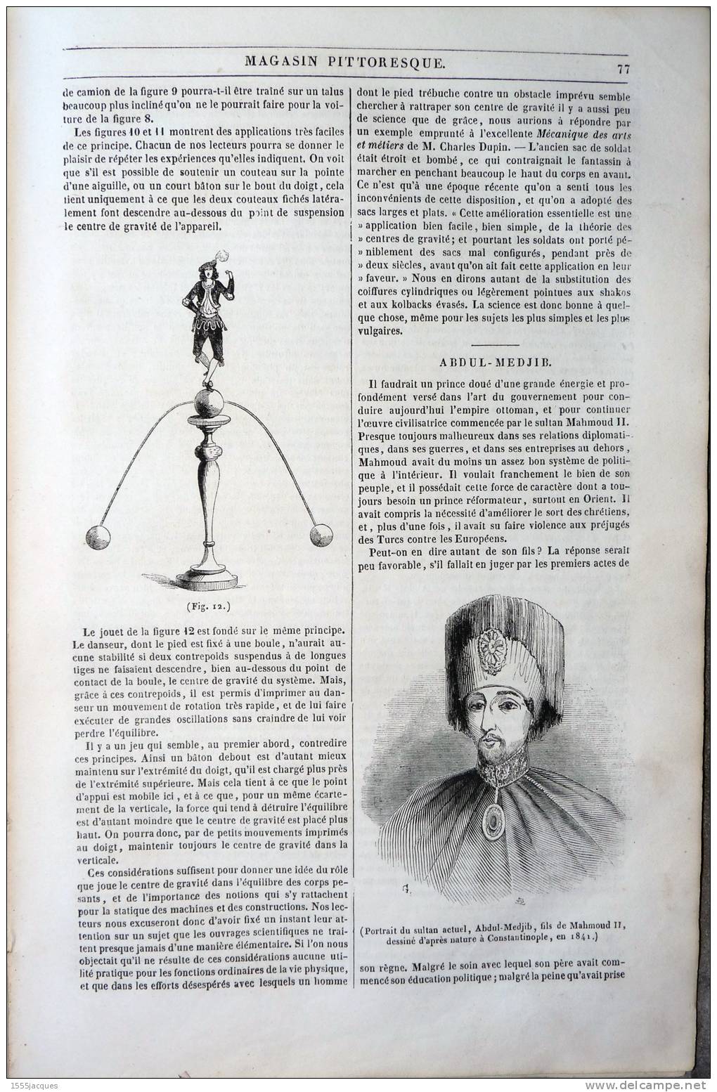 LE MAGASIN PITTORESQUE - MARS. 1842 - N°10 : PARQUES GERMAIN PILON - ARTILLERIE XVIe - CENTRE DE GRAVITÉ - CARÊME - - 1800 - 1849