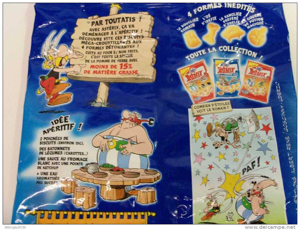 ASTERIX. Sachet PUB BELIN, Biscuits Apéritif, Illustré Avec Astérix Et Armée Romains. Recettes Et Jeu Au Verso. 2005 - Advertisement