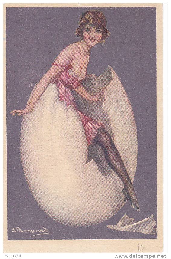 CARD BOMPARD  BUONA PASQUA DONNINA  CHE ESCE DALL´UOVO     -FP-V-2 -0882-7773 - Autres & Non Classés