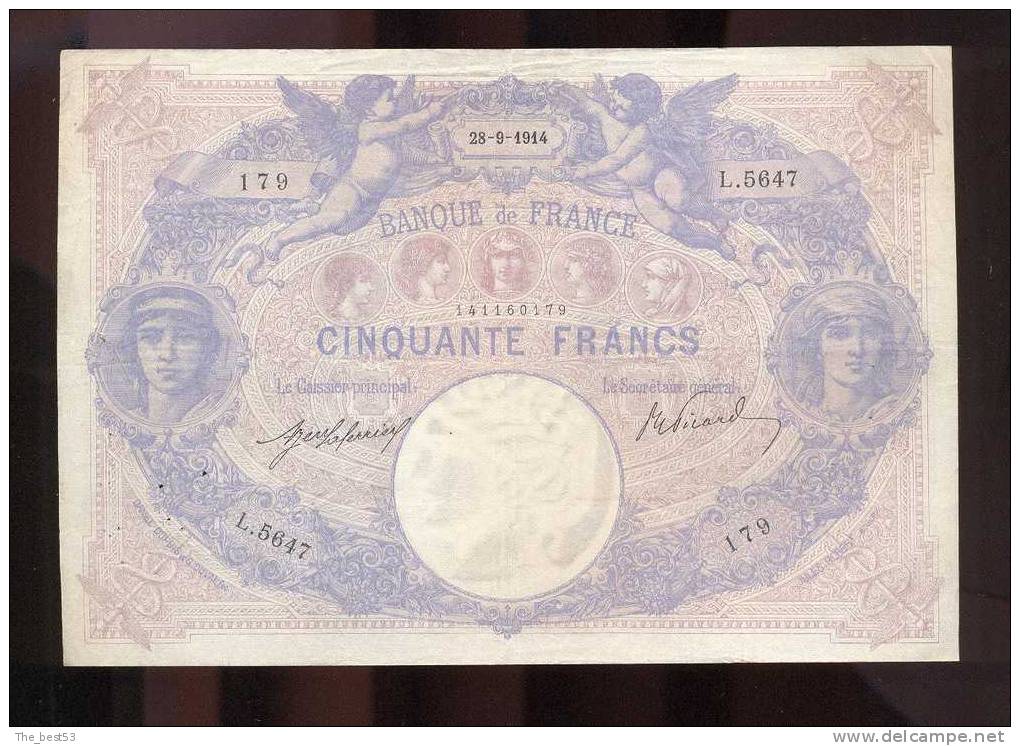 50  Francs  -   Bleu Et Rose  1914 - 50 F 1889-1927 ''Bleu Et Rose''