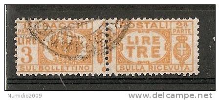 1927-32 RENGO USATO PACCHI POSTALI 3 LIRE - RR6985 - Postal Parcels