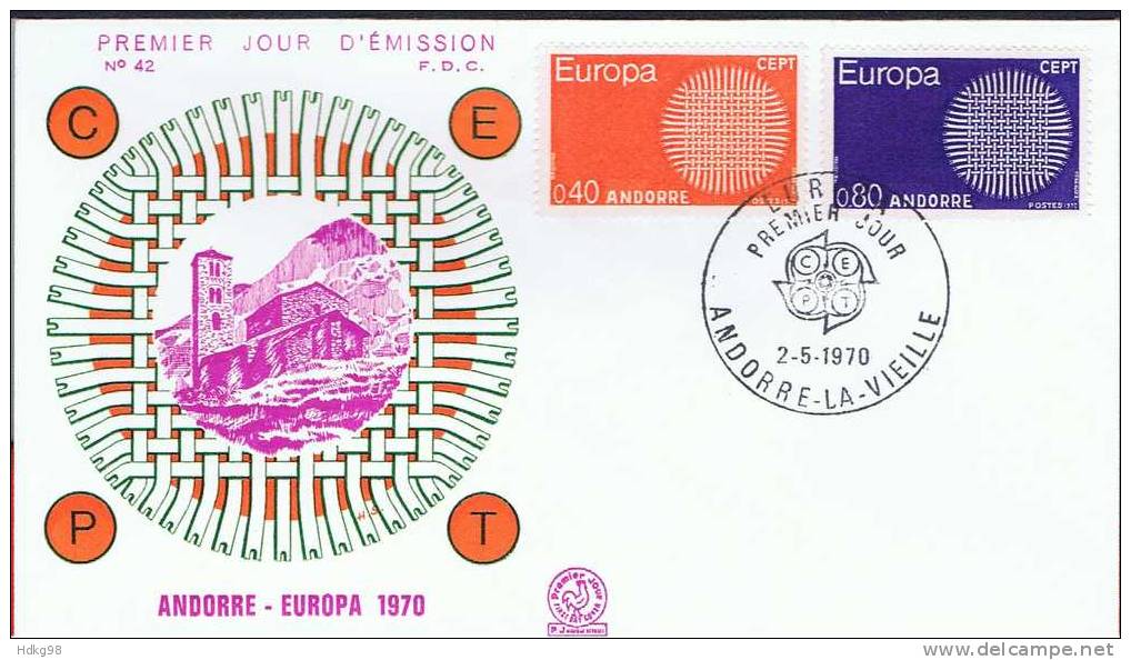 ANDF+ Andorre 1970 Mi 222-23 EUROPA FDC - FDC