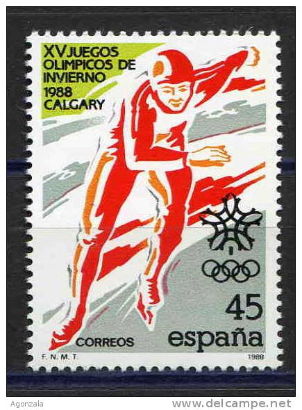 TIMBRE ESPAGNE NOUVEAU 1988 JEUX OLYMPIQUES HIVER CALGARY PATINAGE - Invierno 1988: Calgary