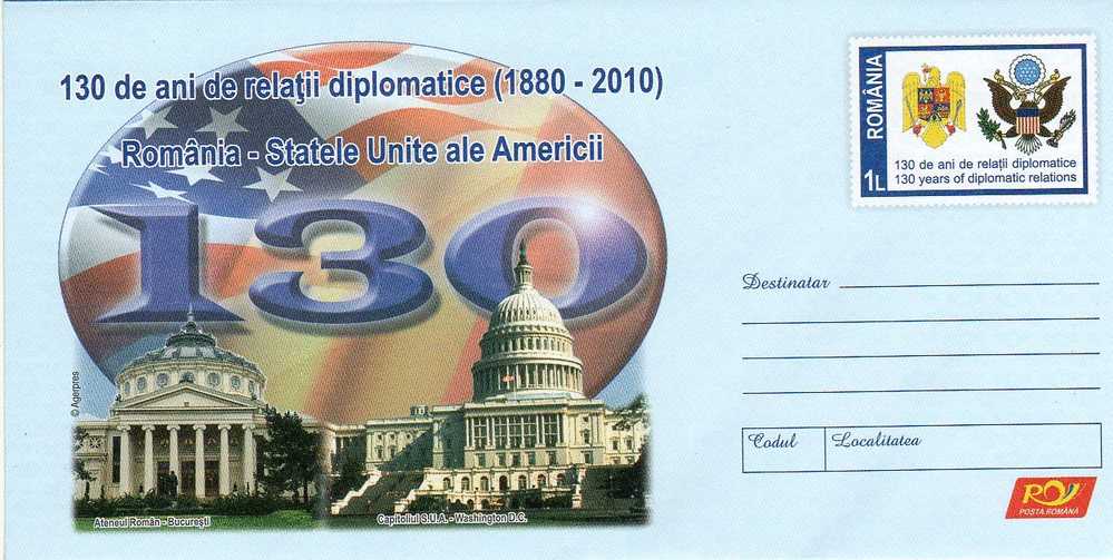 Romania / Postal Stationery / 130 Years Of Diplomatic Relations Romania - U. S. A. - Covers