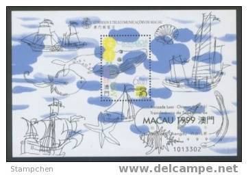 1999 Macau/Macao Stamp S/s - Ocean Maritime Heritage (A) Ocean Ship Shell Fish Whale - Marine Life