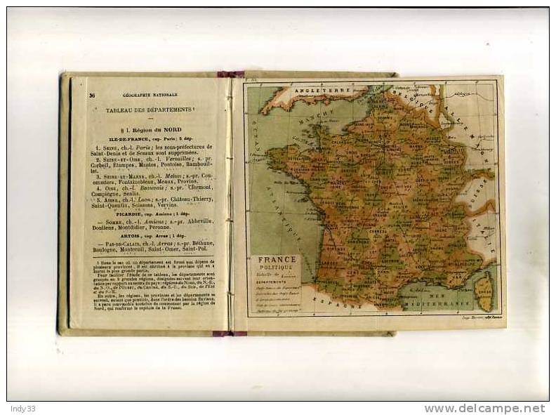 - COURS ELEMENTAIRE DE GEOGRAPHIE . FIN XIXe S. NOMBREUSES GRAVURES . CARTES EN COULEURS - 6-12 Ans