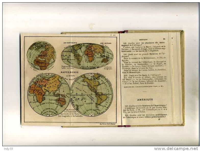 - COURS ELEMENTAIRE DE GEOGRAPHIE . FIN XIXe S. NOMBREUSES GRAVURES . CARTES EN COULEURS - 6-12 Ans