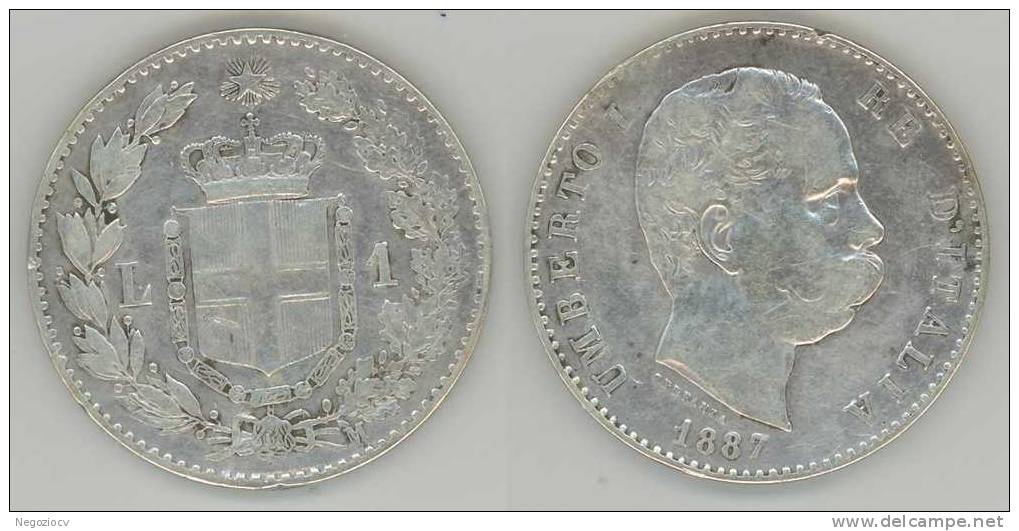 Regno - 1 Lira 1887 MI - BB - 1878-1900 : Umberto I.