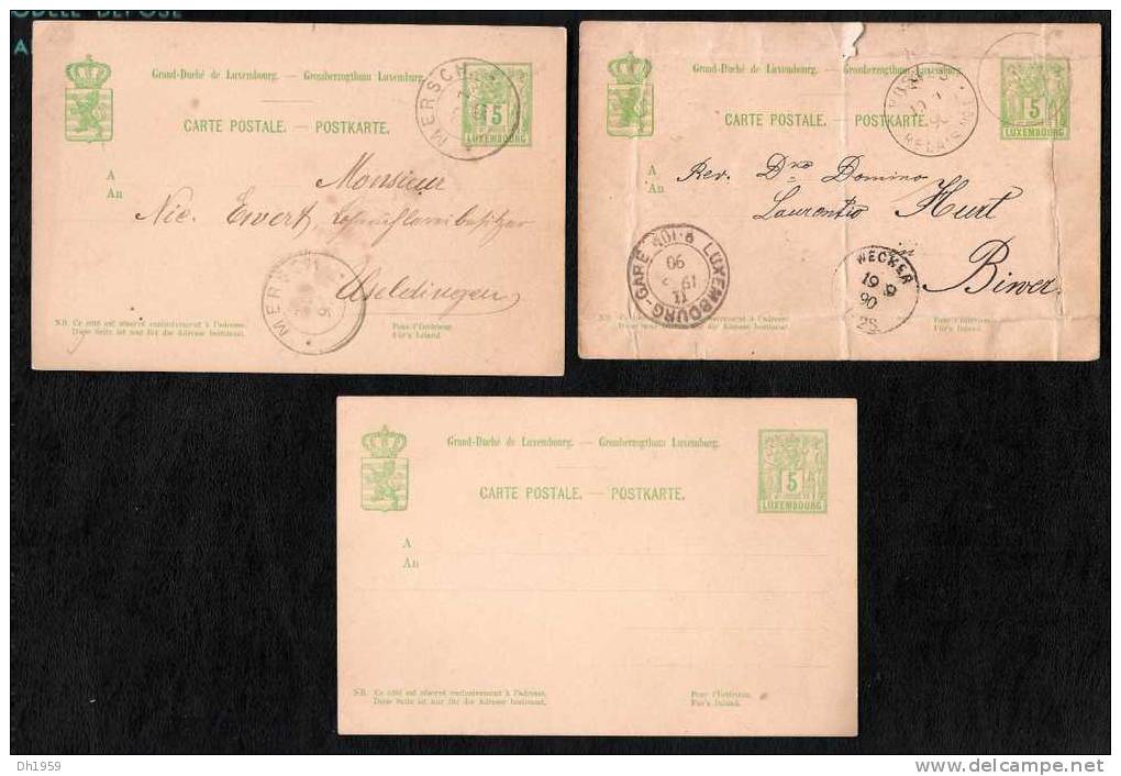 1890 LOT DE 3 ENTIERS LUXEMBOURG ALLEGORIQUE CARTE-POSTALE  STATIONERY GANZSACHE  MERSCH - Entiers Postaux