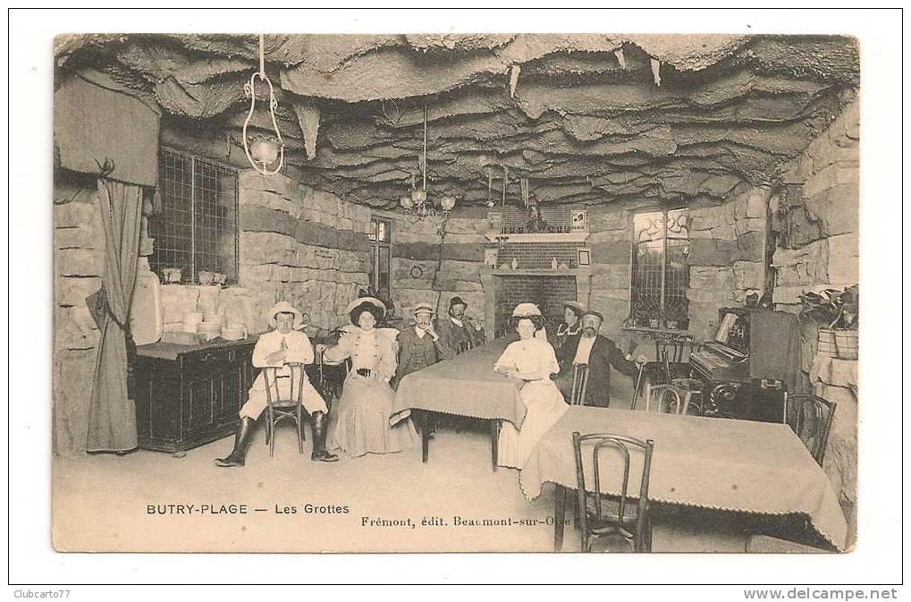 Butry (95) : Intérieur Du Restaurant "Les Grottes" Environ 1910 (animée). - Butry