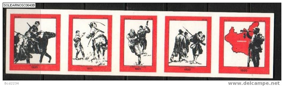 POLAND SOLIDARNOSC BATTLE OF WARSAW 1920 STRIP OF 5 RED (SOLID0640B/0808) - Solidarnosc-Vignetten