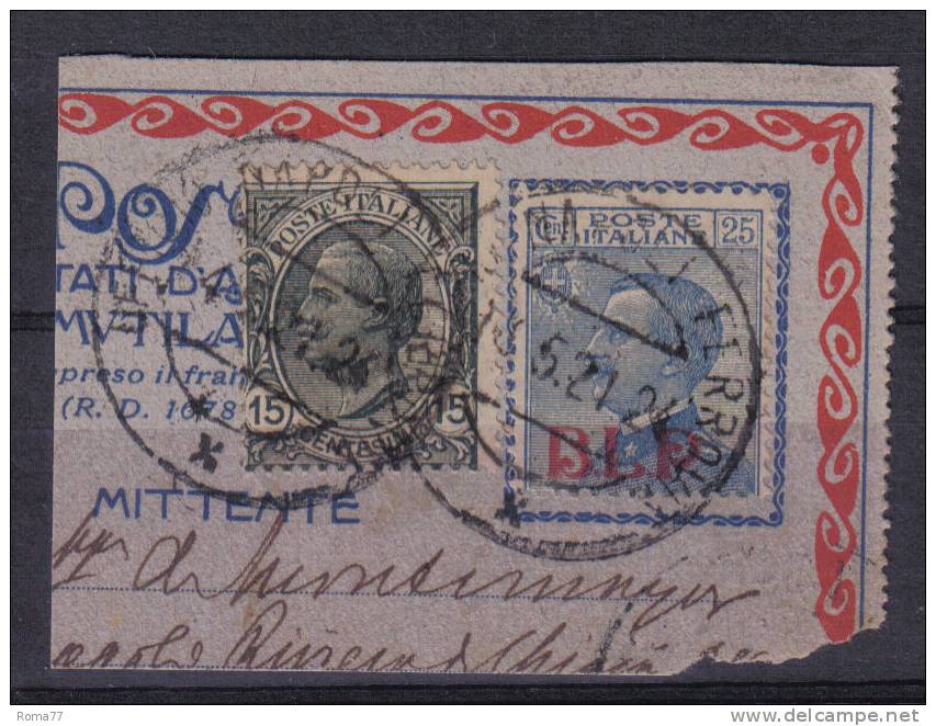 SS532 - B.L.P. , 25 Cent N. 3 Su Ampio Frammento. - Stamps For Advertising Covers (BLP)