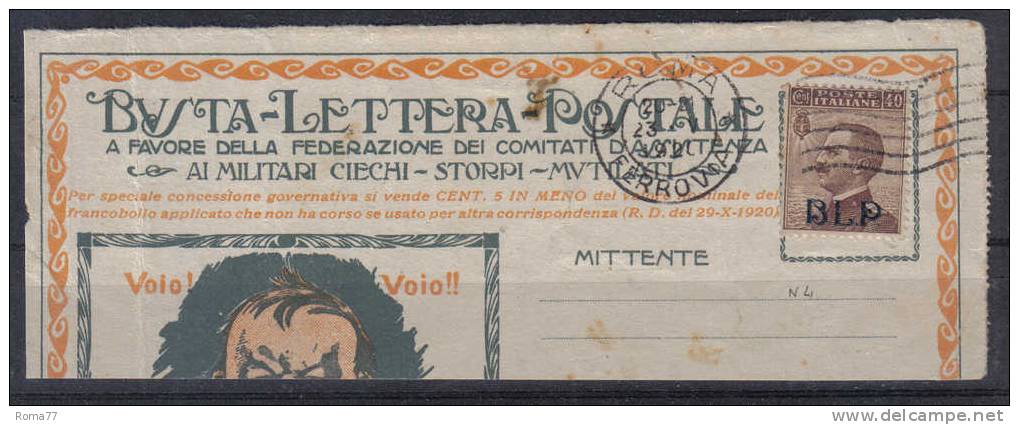 SS533 - B.L.P. , 40 Cent N. 4A Su Ampio Frammento. SPST Azzurro Nera - Stamps For Advertising Covers (BLP)