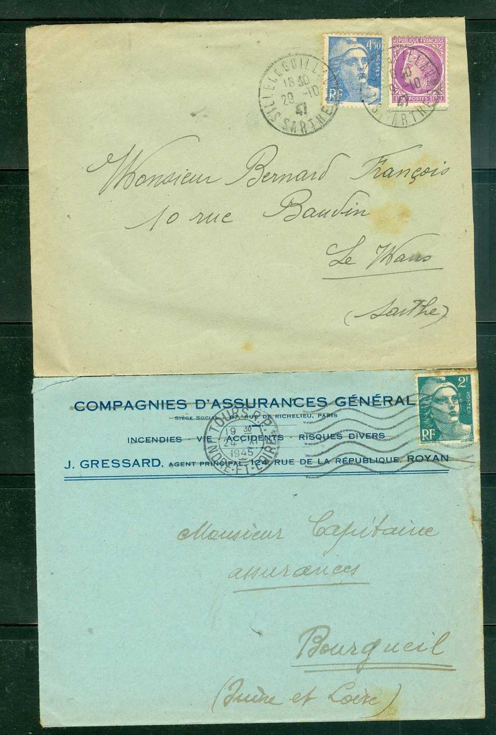 Lot De 10 Lettres ( Tous Scanné ) Periode Gandon - LR174 - 1945-54 Marianne (Gandon)